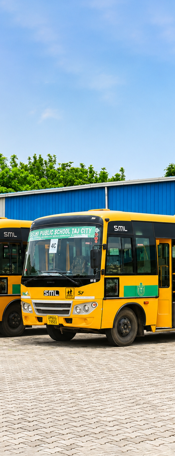 School bus with route number at DPS Taj City Agra